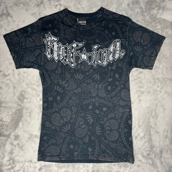 FMF Apparel T-Shirt Black Bandana Print Graphic Tee Moto Punk Style Mens Size S - Picture 1 of 7